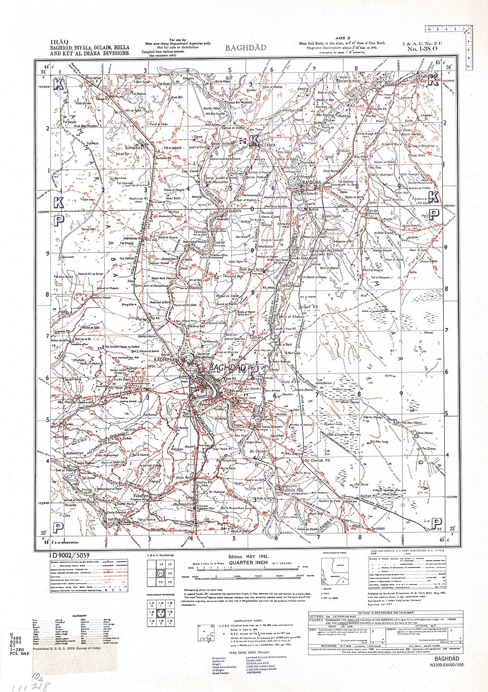 Baghdad region map, 1942 edition